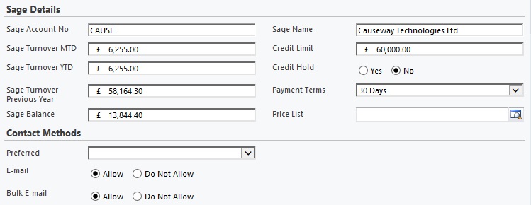 Sage data in CRM 2011 !